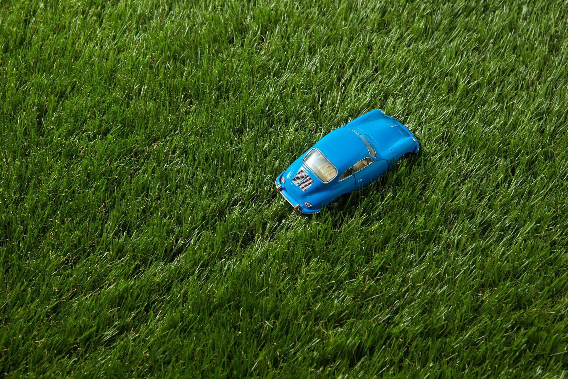 Car in a grassy landscape