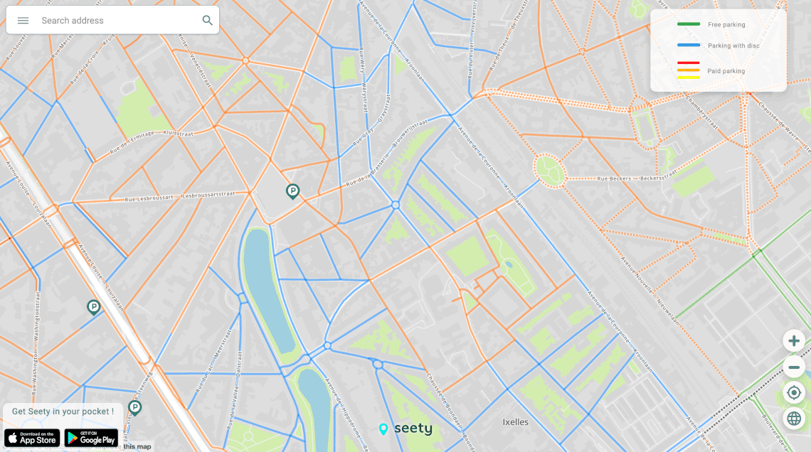 Screenshot of the interactive parking map for Hasselt