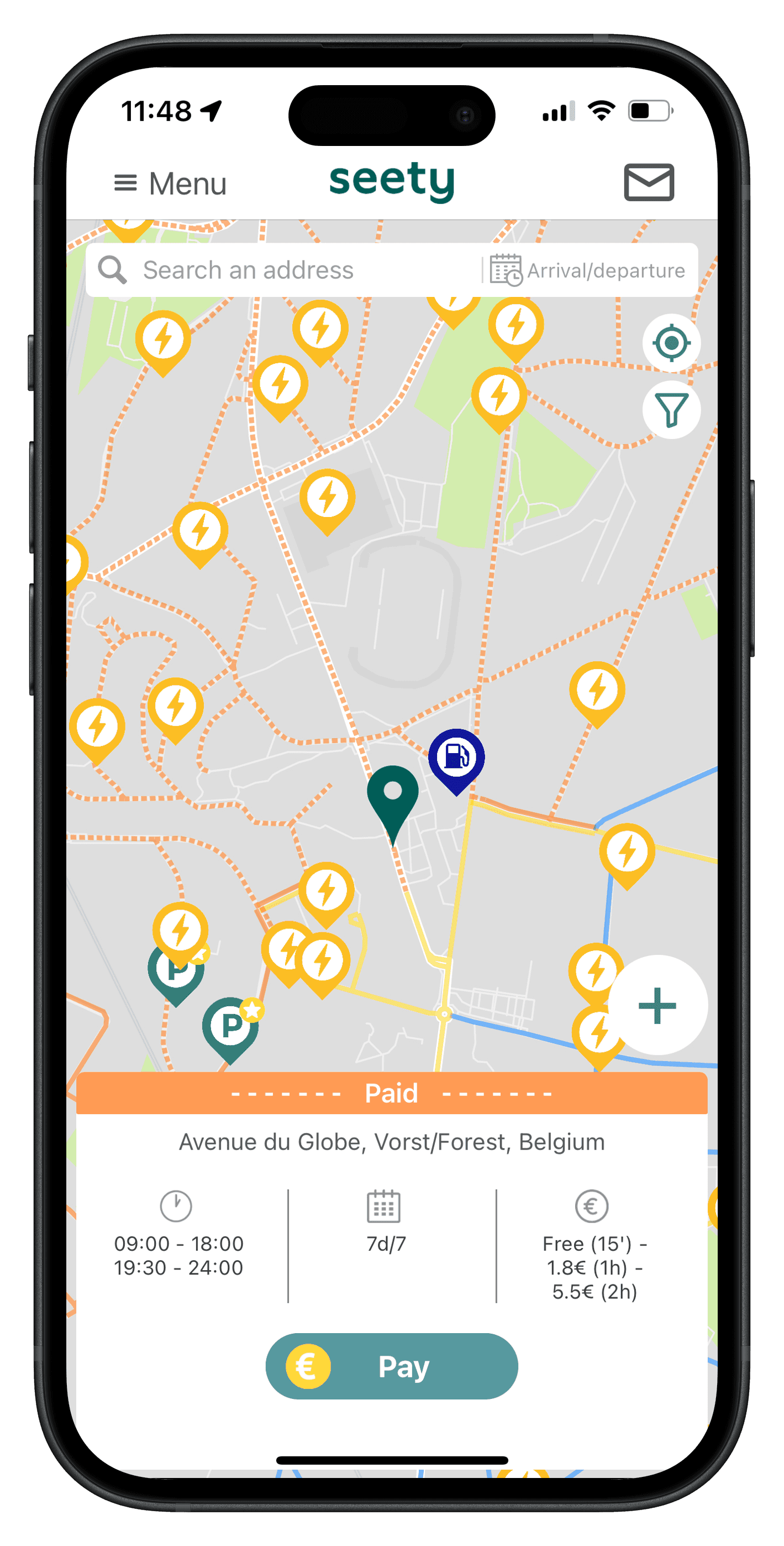 Écran de l'application Seety