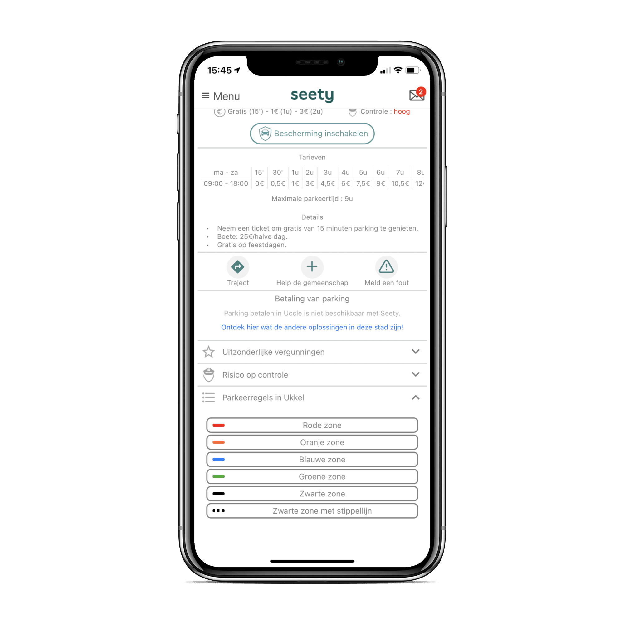 Bekijk de parkeerinformatie met Seety