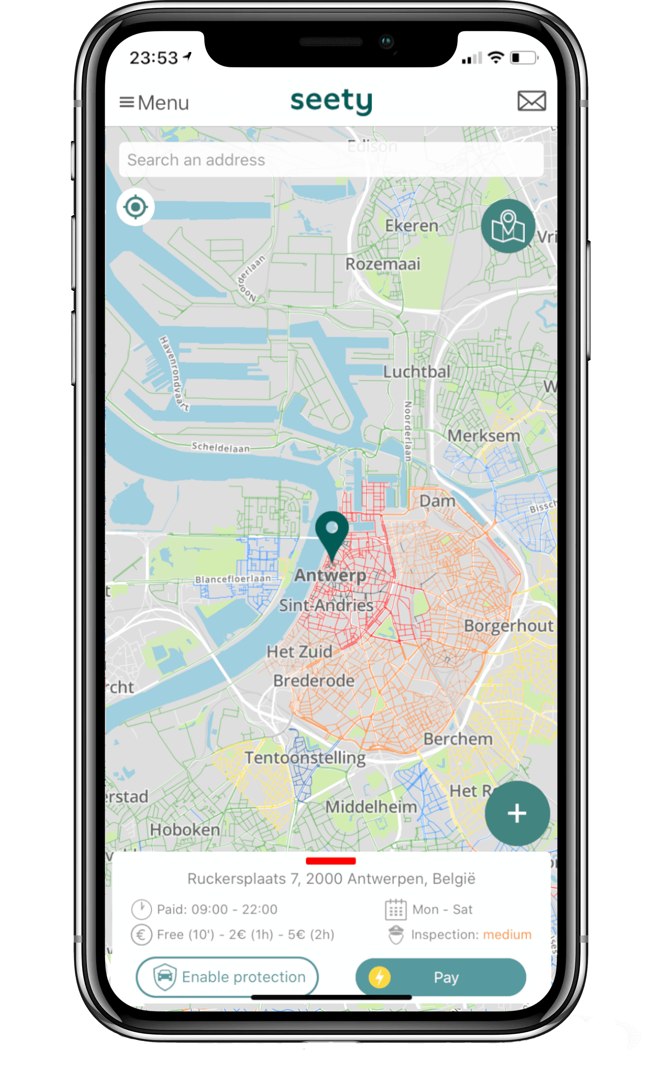 Find all free or cheaper parking zones in Antwerp with Seety