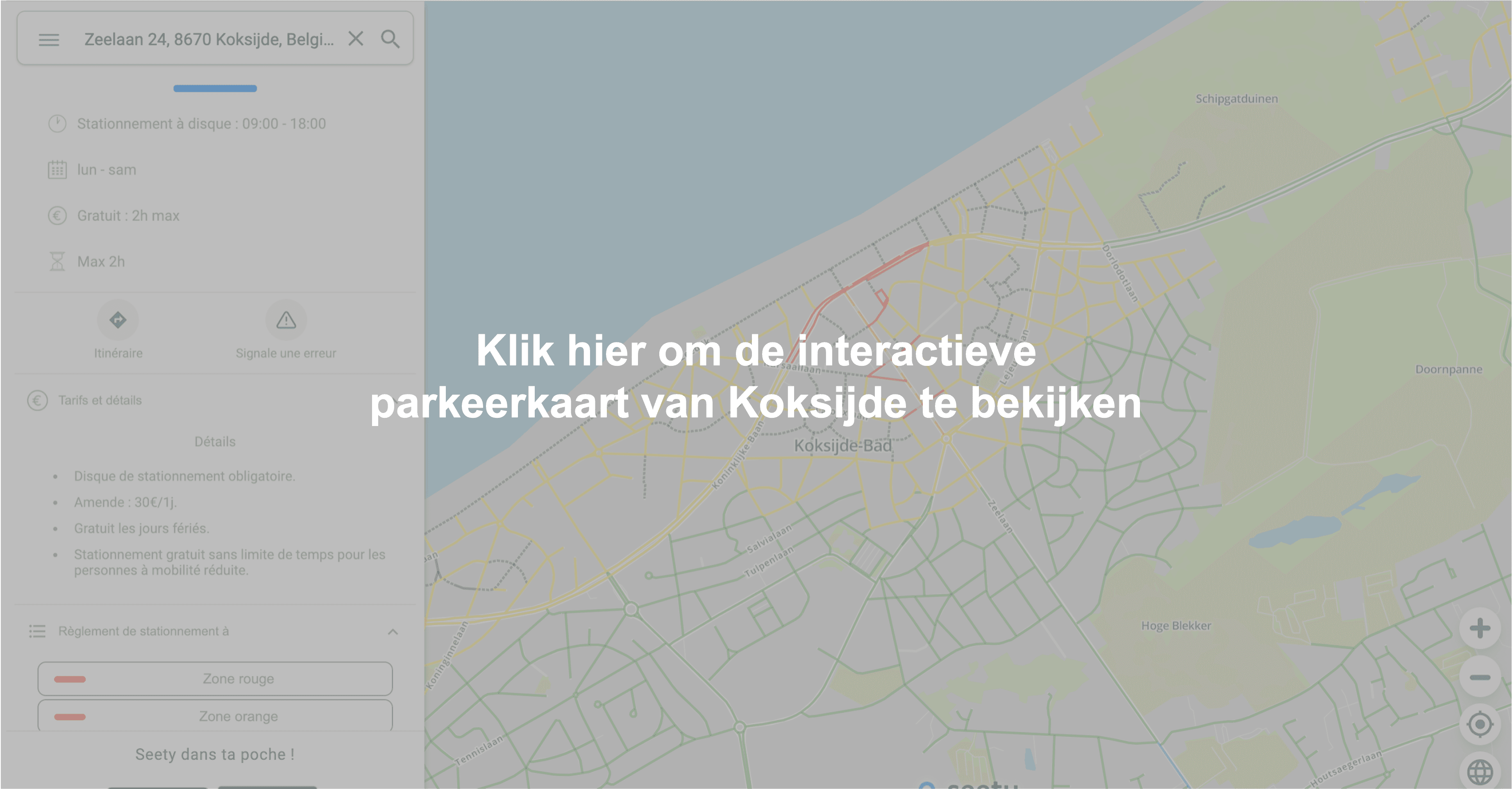 Interactieve parkeerkaart van Koksijde