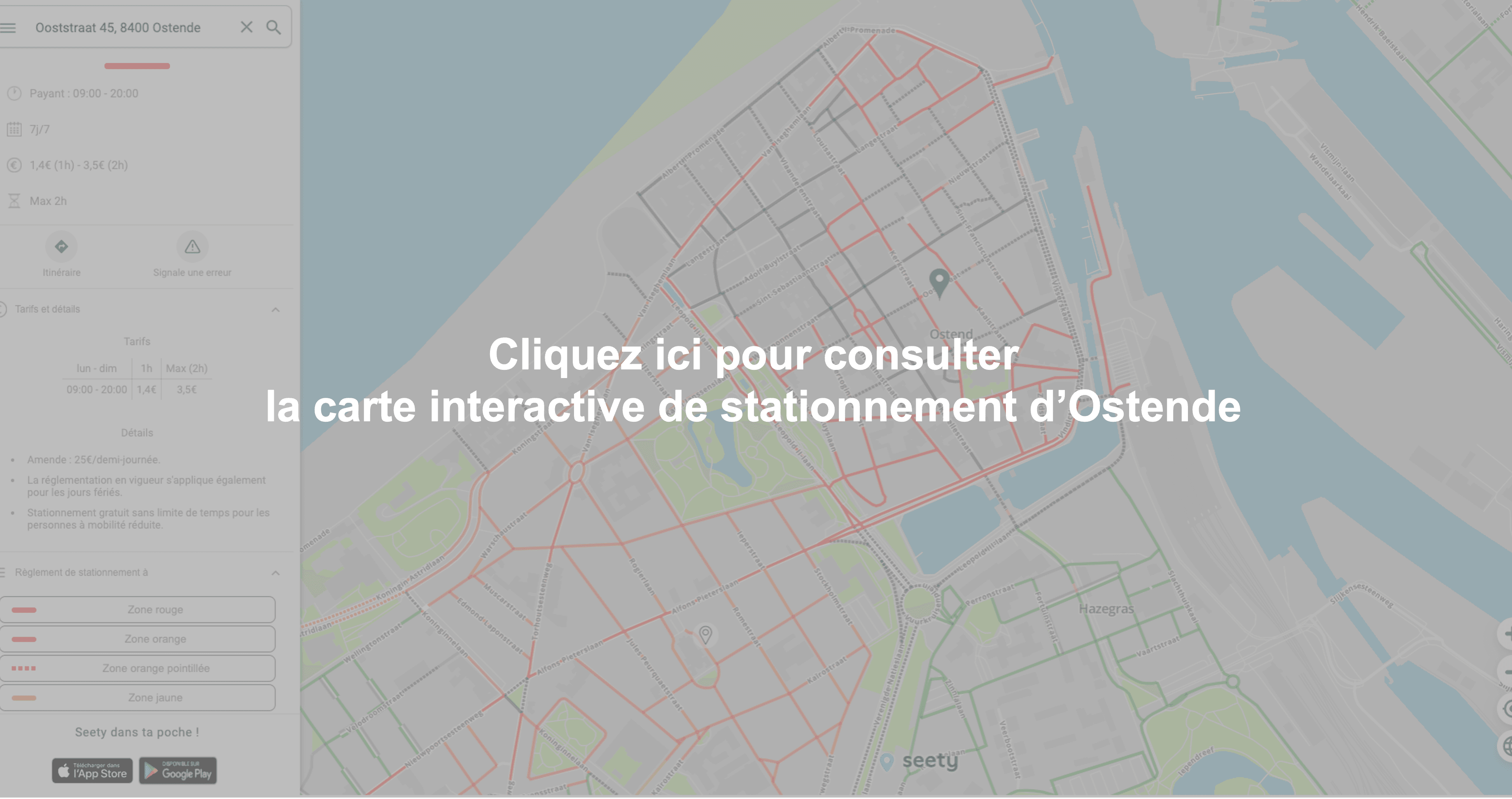 Carte interactive de stationnement à Ostende