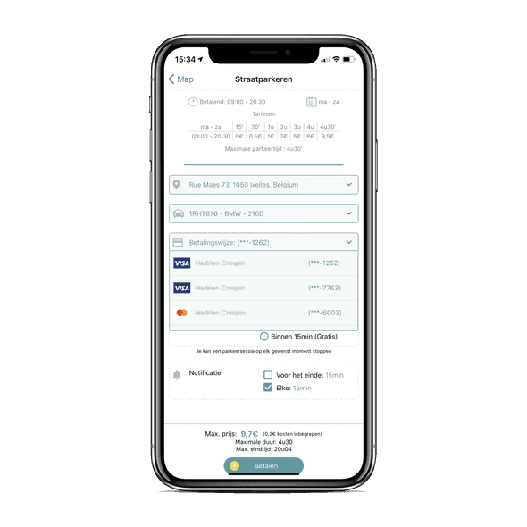 Auto en kredietkaart toevoegen