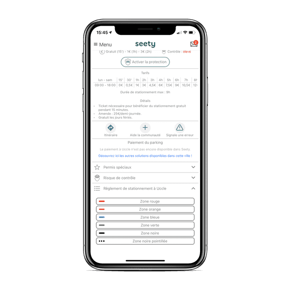 Consulte les infos de stationnement avec Seety