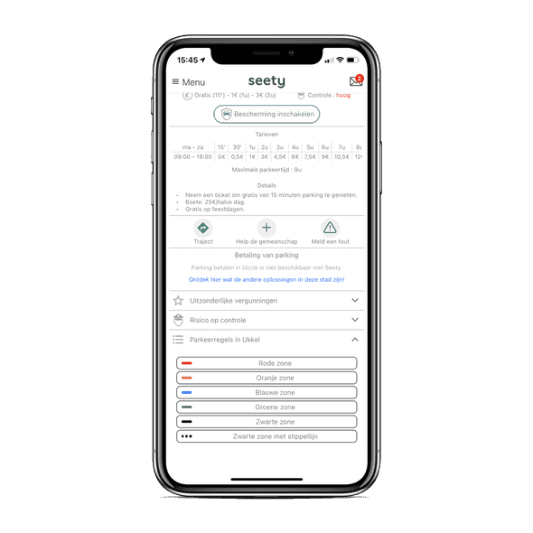 Bekijk de parkeerinformatie met Seety