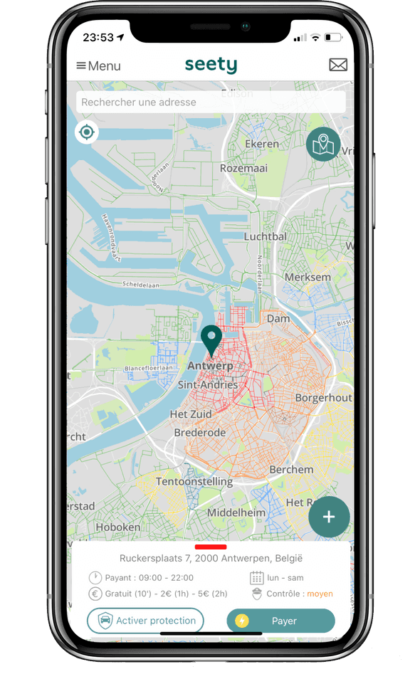 Cherchez des zones de stationnement gratuites ou moins chères à Anvers avec Seety