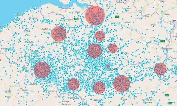 Map Dots Belgium